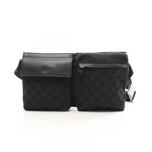 Gucci GG Canvas Waist Bag, Body Handbag, Leather, Men's & Women's, Black, 28566